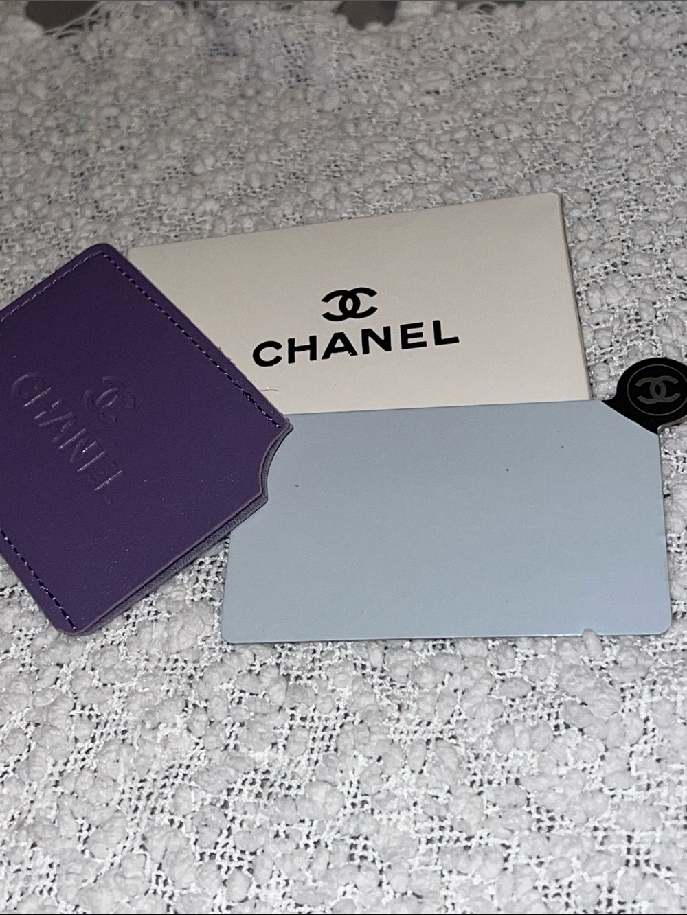CHANEL Beute Travel Mirror with Embossed Leather Case (Turquoise or Purple) - Picture 7 of 9